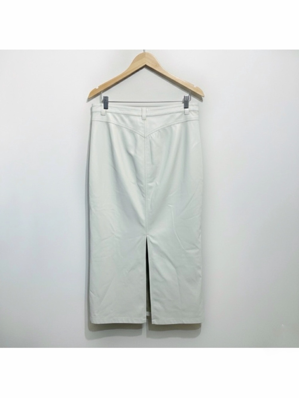 Free People City Slicker Vegan Faux Leather Maxi Skirt Cream Off-White New 10 - Picture 3 of 12